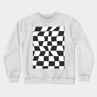 y2k Chechered Board Pattern  Black and White Crewneck Sweatshirt